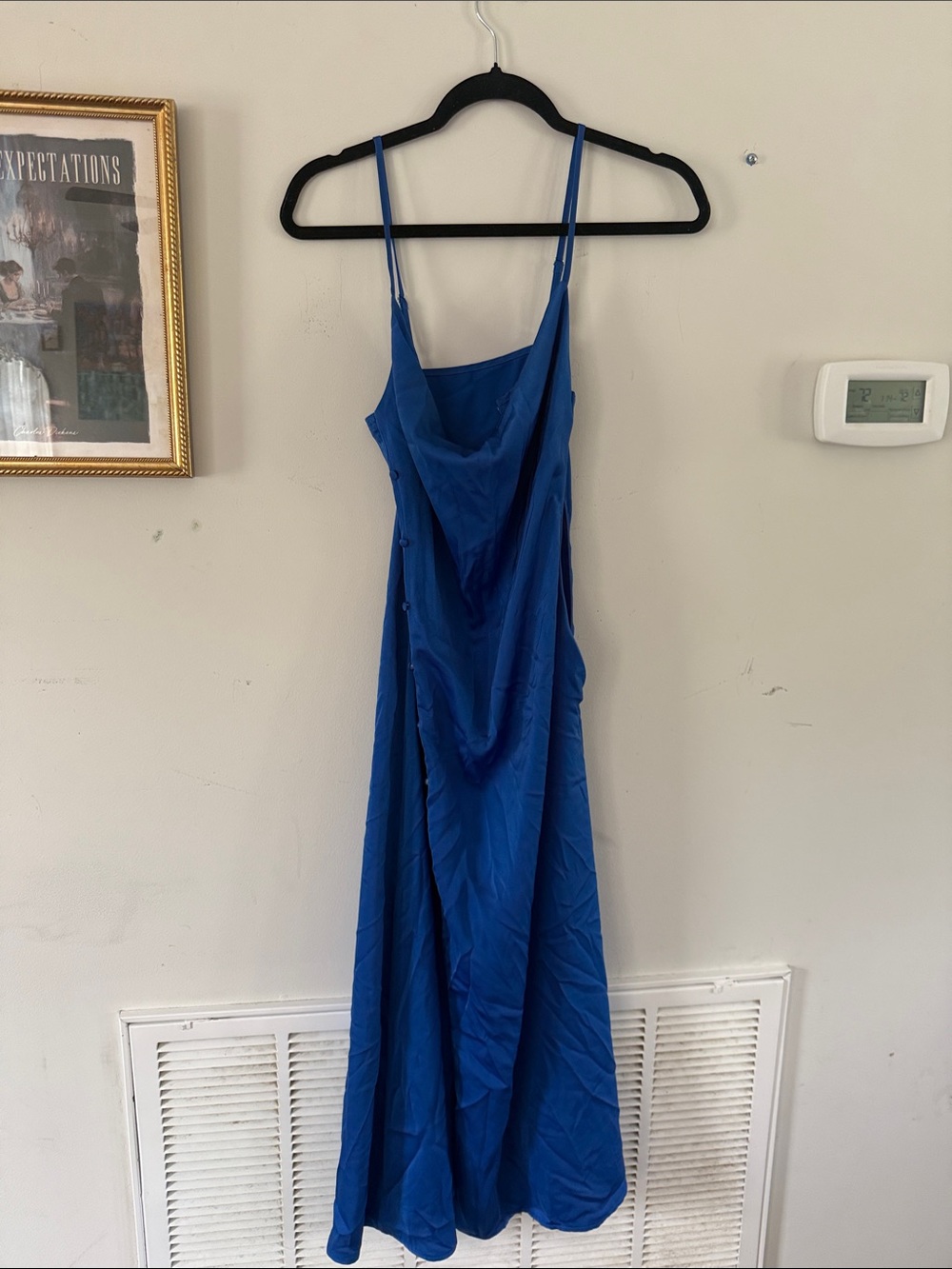 Spaghetti Strap Cowl Neck Dress in Royal Blue